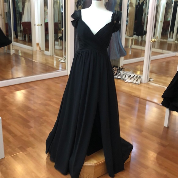 Allure Bridals Dresses & Skirts - ⭐️SOLD⭐️ Black bridesmaid dress with ruffled shoulders